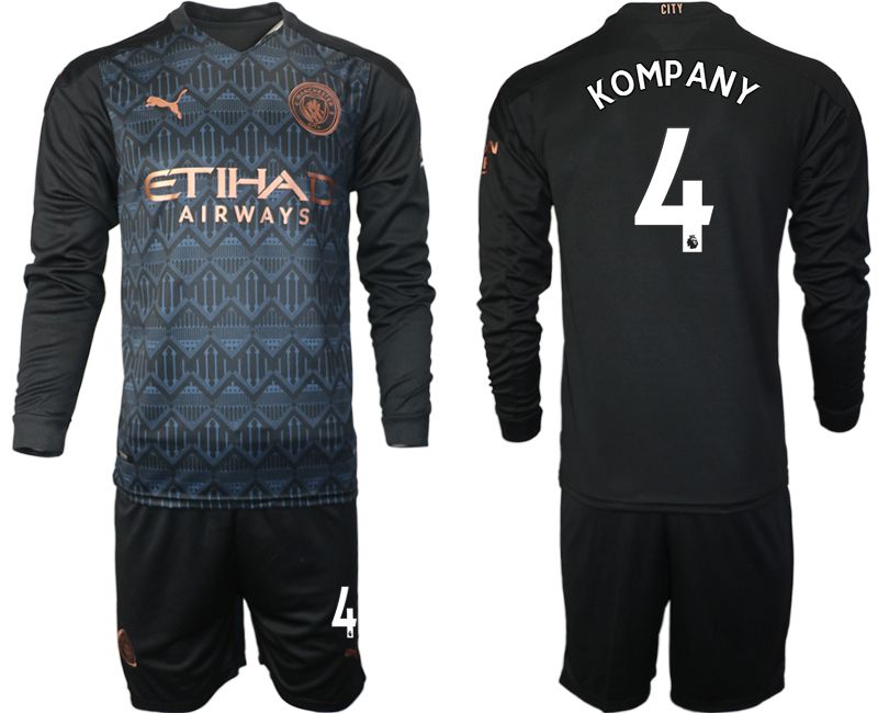 Men 2020-2021 club Manchester city home long sleeve #4 black Soccer Jerseys->manchester city jersey->Soccer Club Jersey